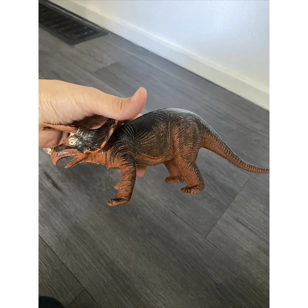 Vintage 1985 Imperial Dinosaur Triceratops Orange & Black